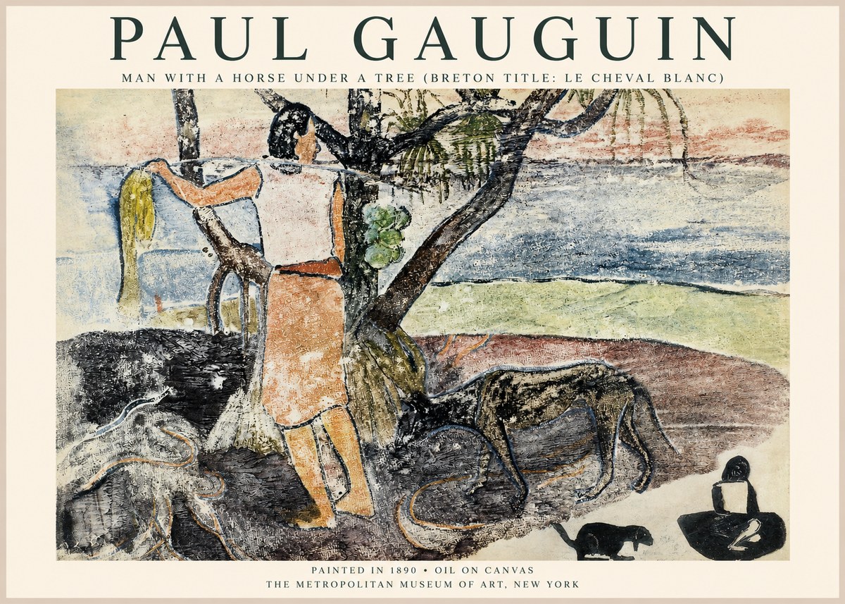Paul Gauguin Woman with Dog (Te Faaturuma) No6 - Plakát