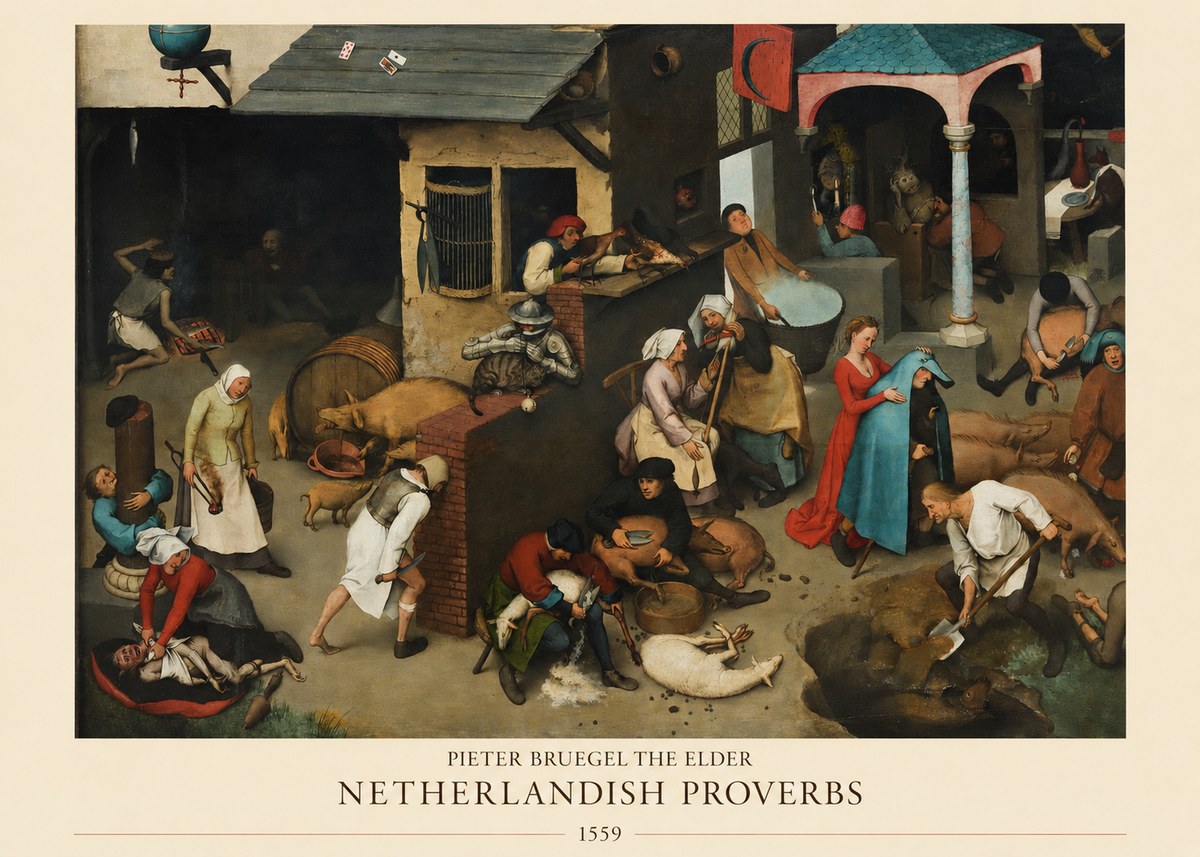Pieter Bruegel Netherlandish Proverbs VI No5 - Plakát