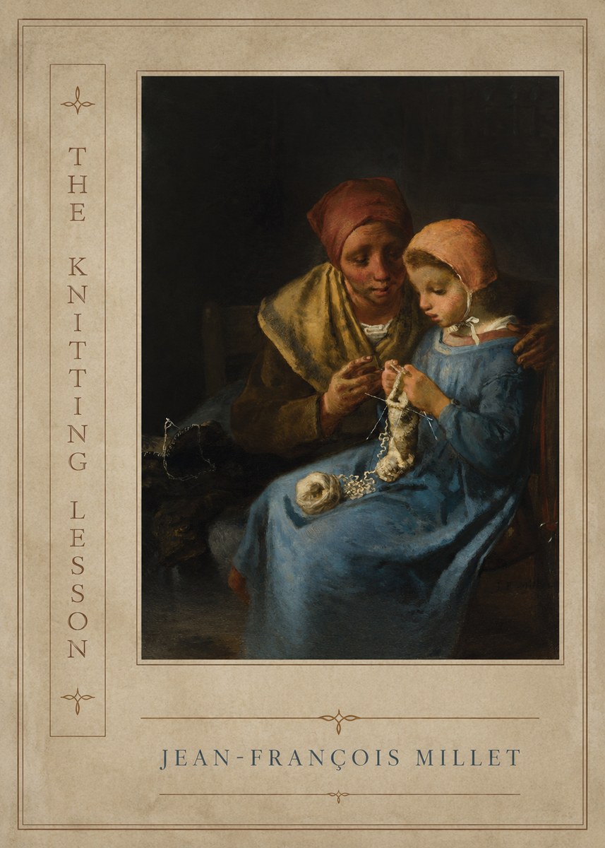 Jean-François Millet The Knitting Lesson I No2 - Plakát