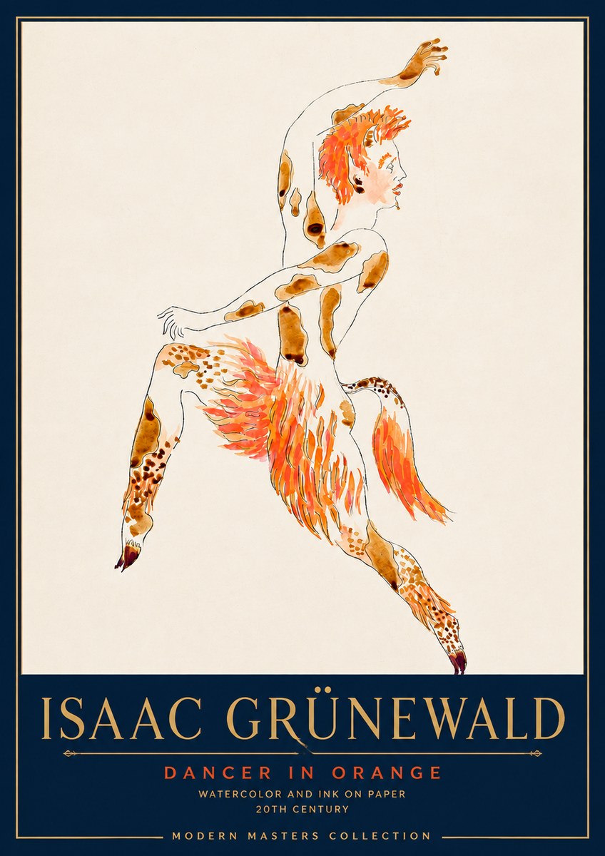Isaac Grünewald Dancer in Orange No4 - Plakát