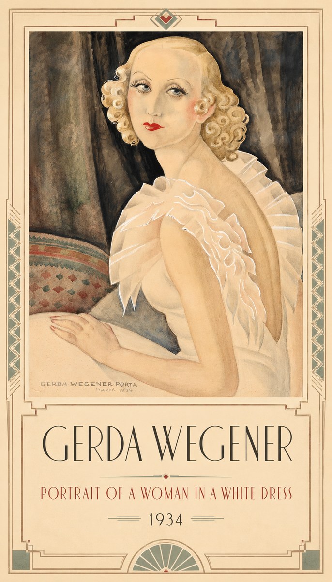 Gerda Wegener Portrait of a Woman in a White Dress No1 - Plakát