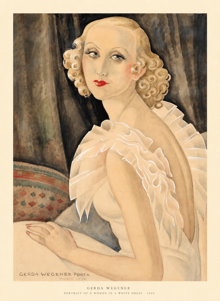 Gerda Wegener Portrait of a Woman in a White Dress No6 - Plakát