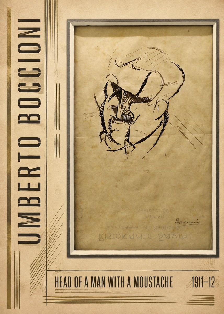 Umberto Boccioni Head of a Man with a Moustache No3 - Plakát