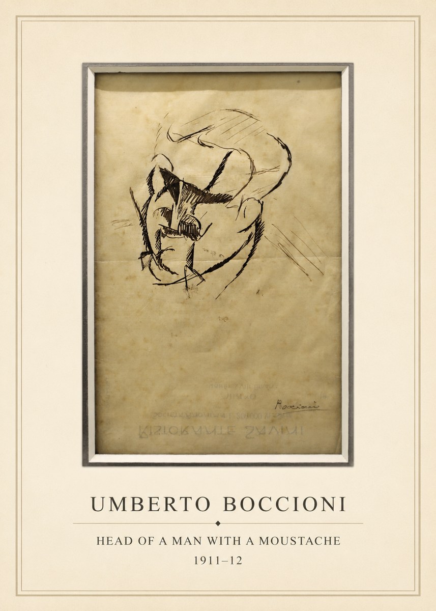 Umberto Boccioni Head of a Man with a Moustache No4 - Plakát