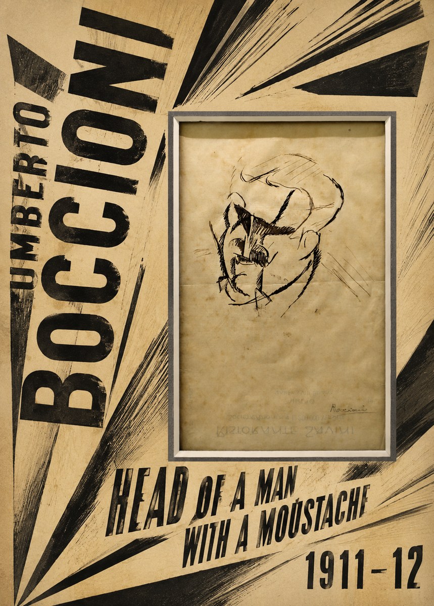 Umberto Boccioni Head of a Man with a Moustache No5 - Plakát