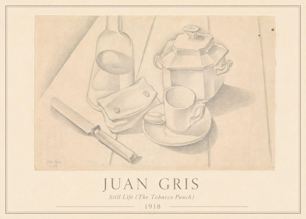 Juan Gris Still Life (the Tobacco Pouch) No3 - Plakát