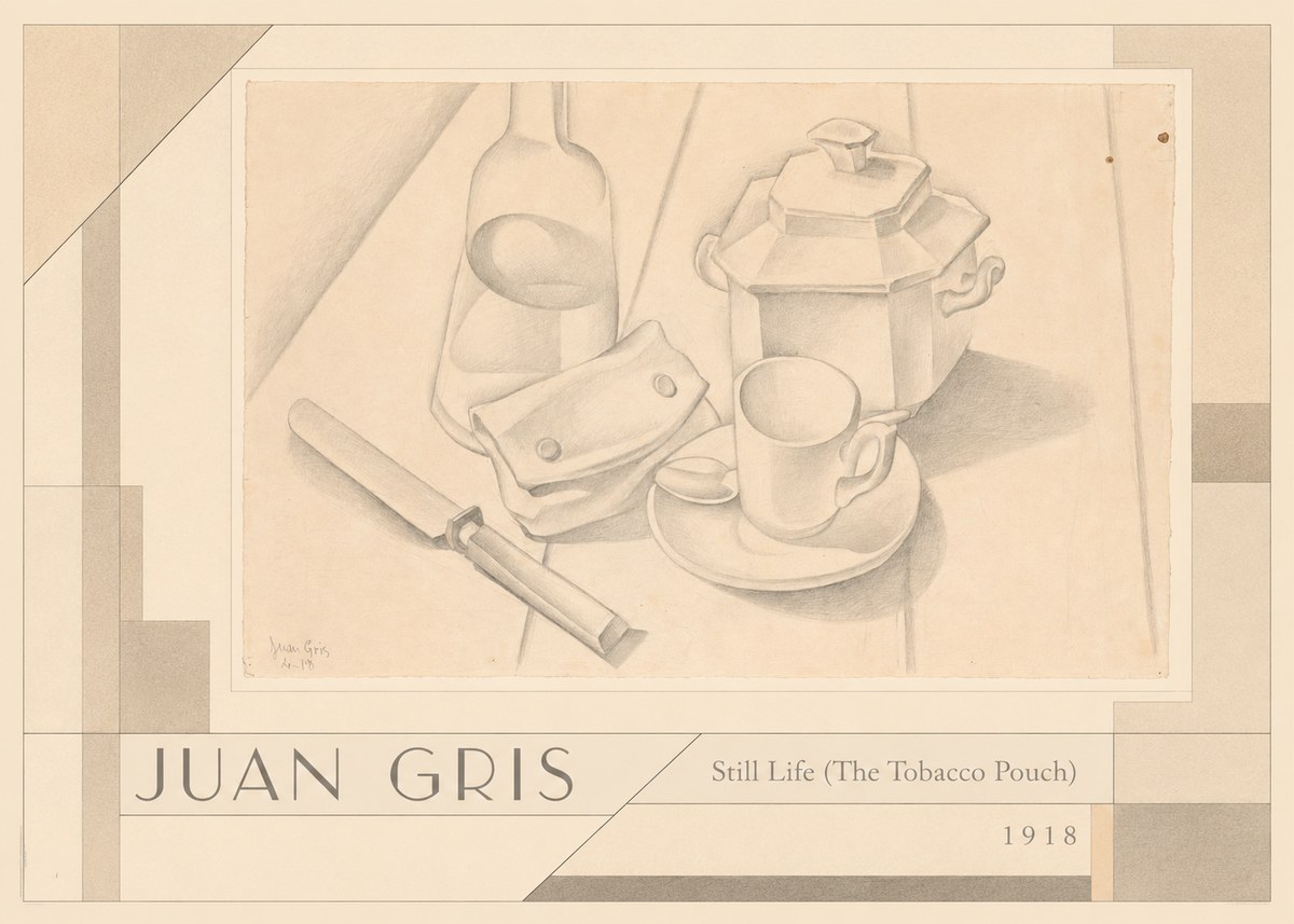 Juan Gris Still Life (the Tobacco Pouch) No4 - Plakát