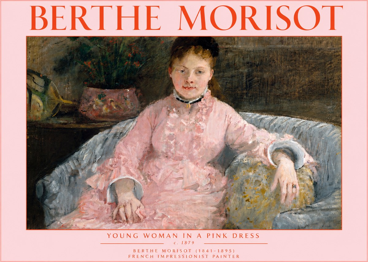 Berthe Morisot Young Woman in a Pink Dress I No5 - Plakát