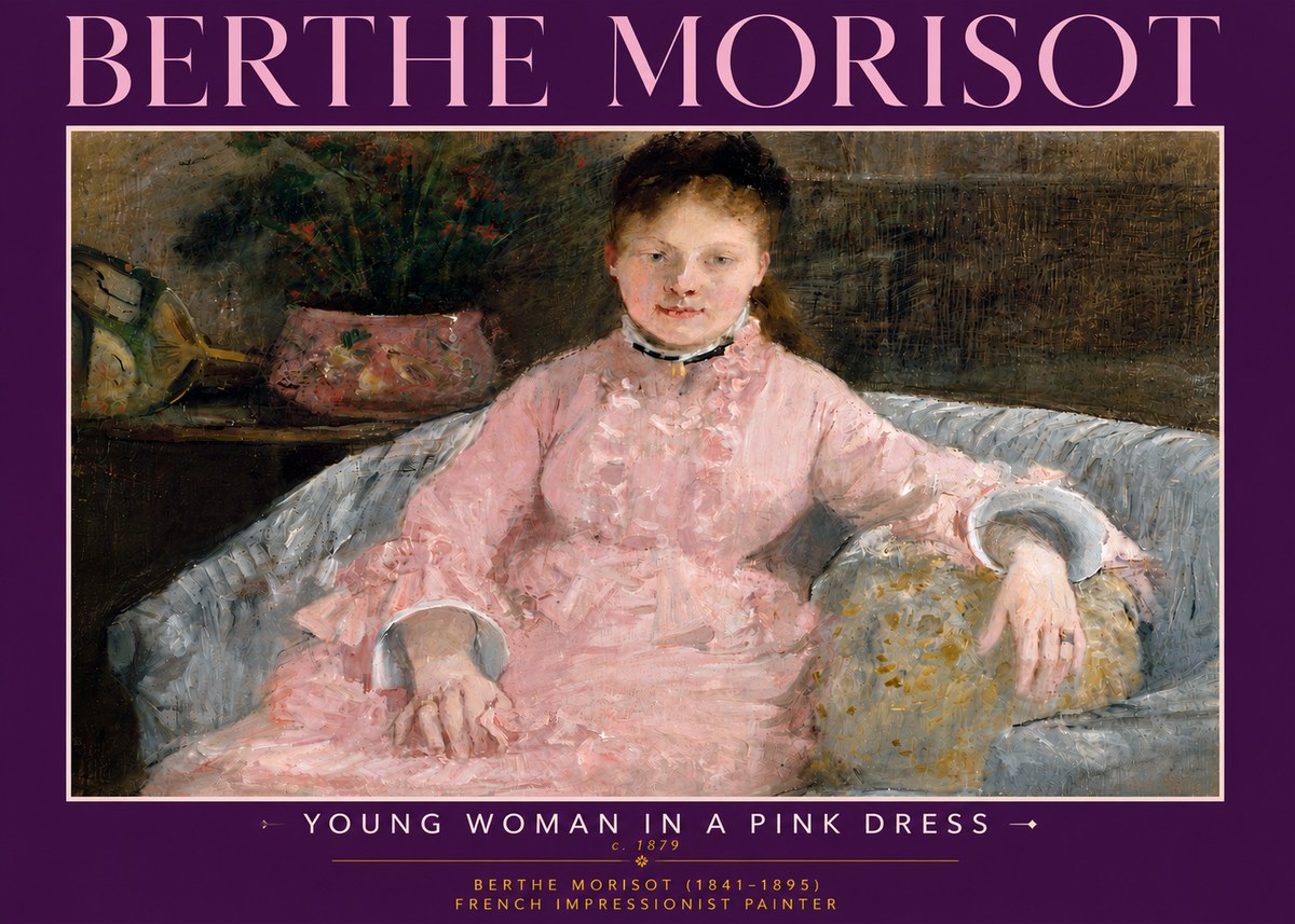 Berthe Morisot Young Woman in a Pink Dress I No6 - Plakát