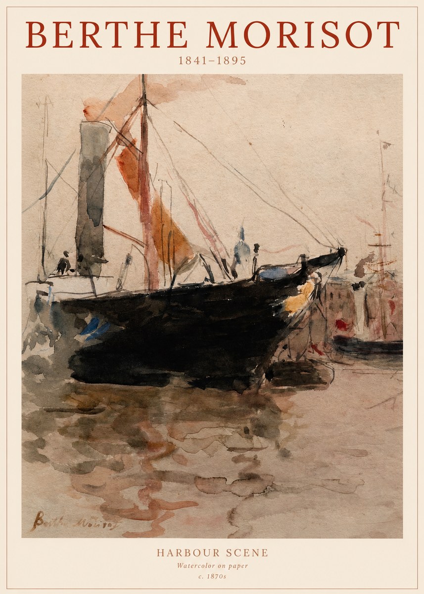 Berthe Morisot Harbour Scene No1 - Plakát