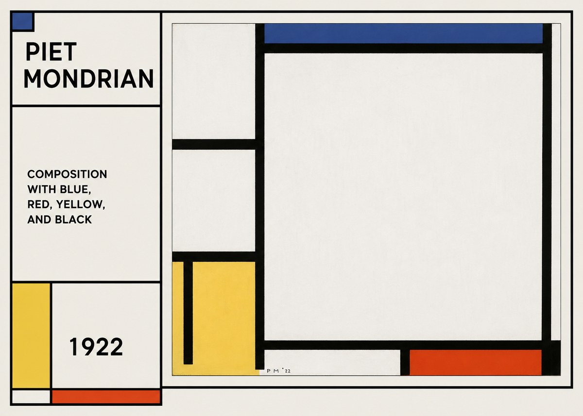 Piet Mondrian Composition with Blue, Red, Yellow, and Black No1 - Plakát