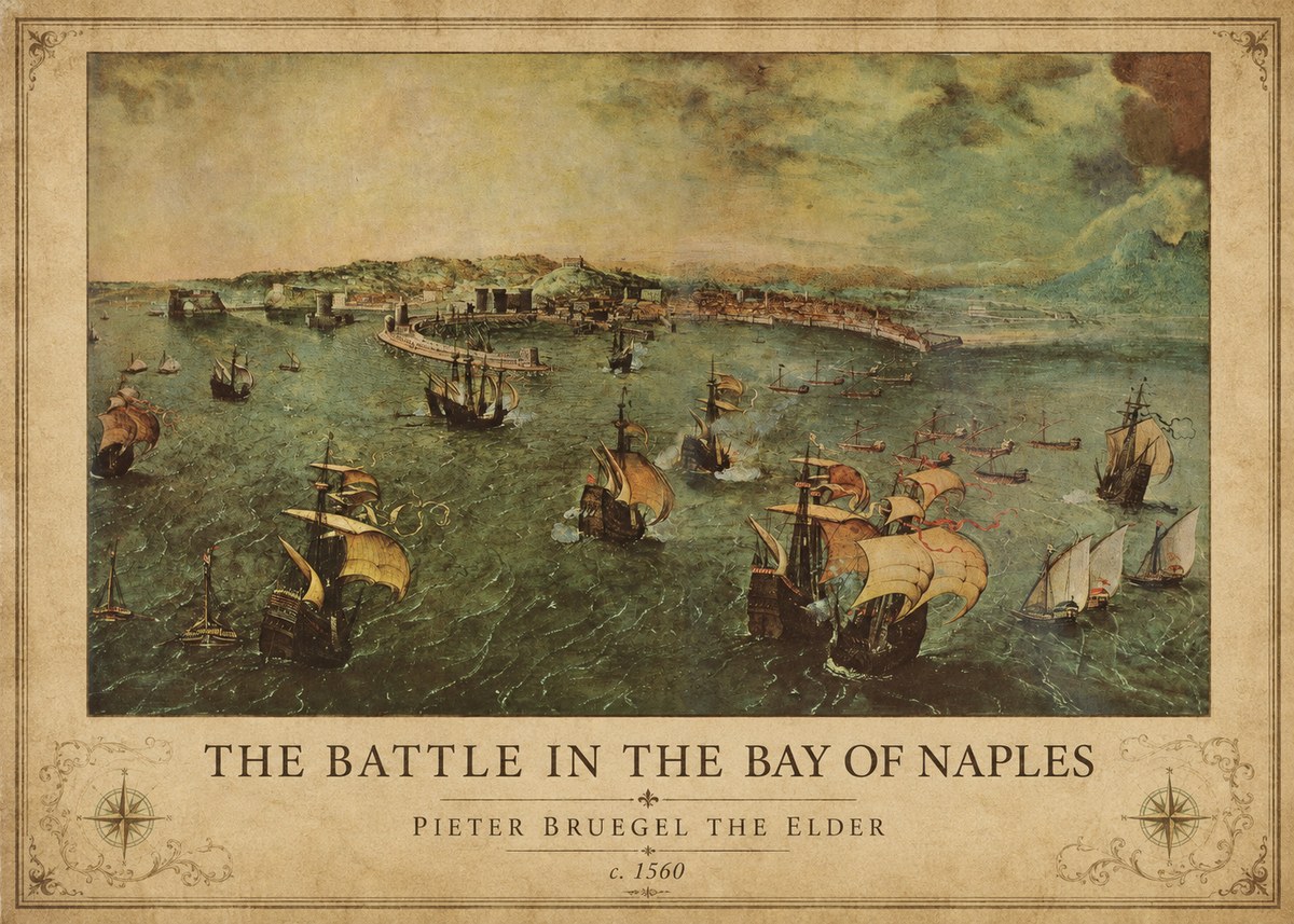 Pieter Bruegel The Battle in the Bay of Naples No1 - Plakát