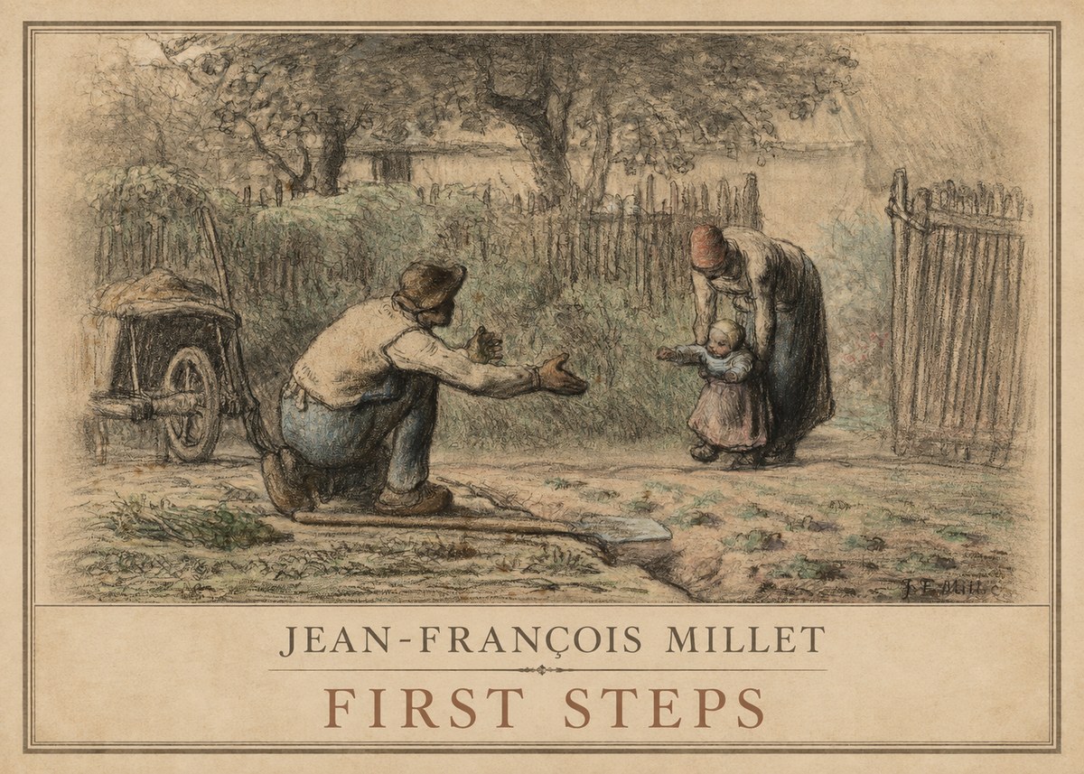 Jean-François Millet First Steps No1 - Plakát