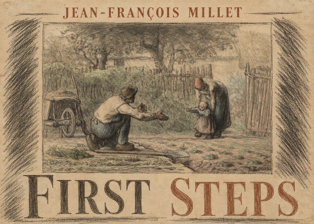 Jean-François Millet First Steps No6 - Plakát