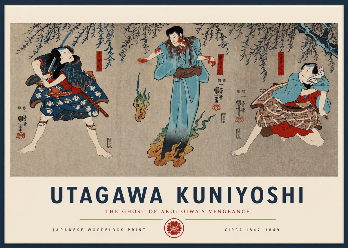 Utagawa Kuniyoshi The Ghost of Ako: Oiwa's Vengeance No4 - Plakát