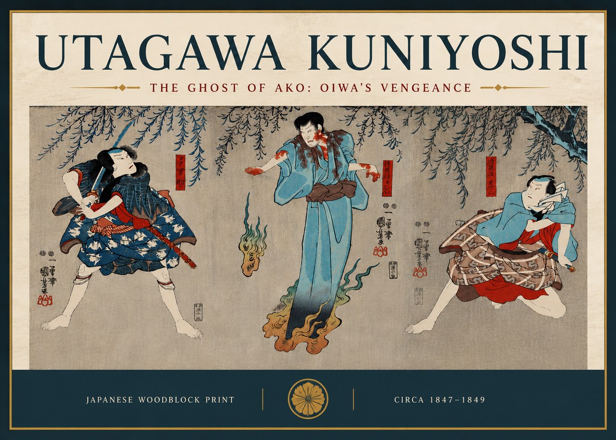 Utagawa Kuniyoshi The Ghost of Ako: Oiwa's Vengeance No5 - Plakát