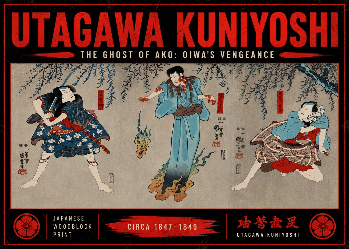 Utagawa Kuniyoshi The Ghost of Ako: Oiwa's Vengeance No6 - Plakát