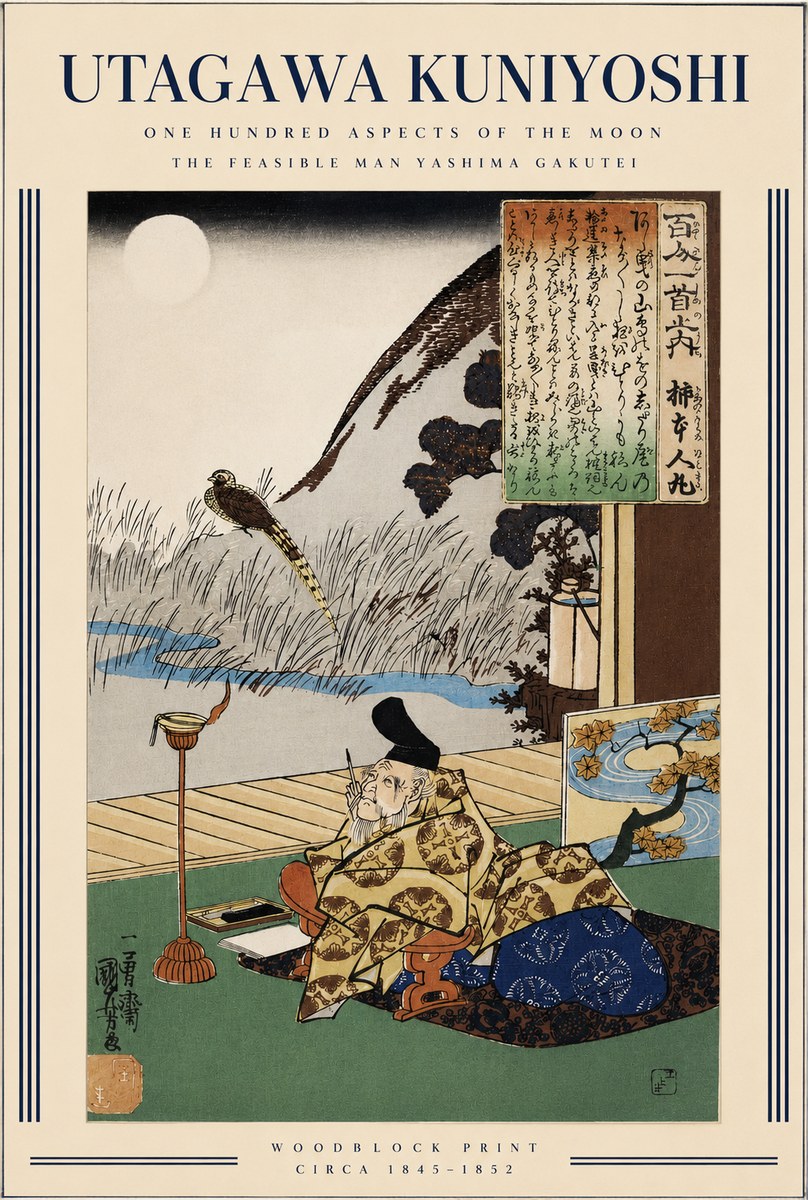 Utagawa Kuniyoshi The Feasible Man Yashima Gakutei No3 - Plakát