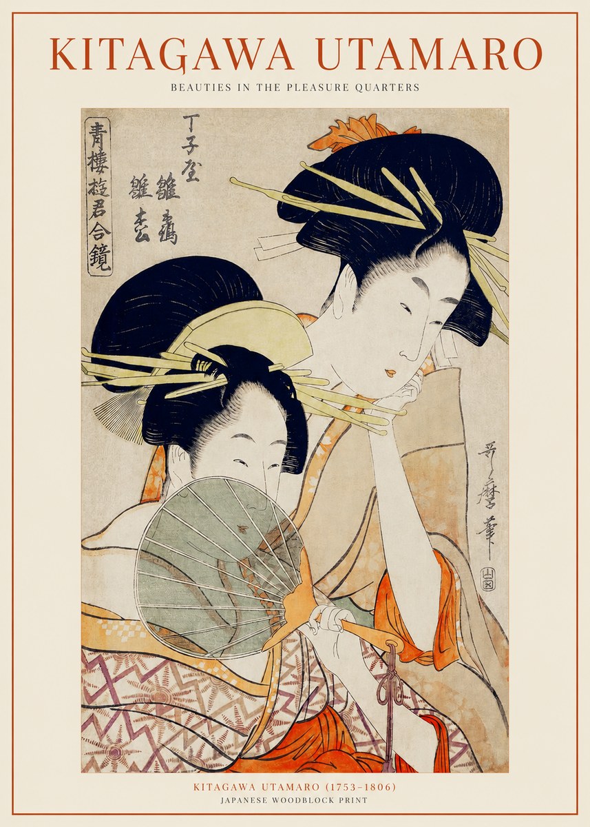 Kitagawa Utamaro Two Women with a Fan No2 - Plakát
