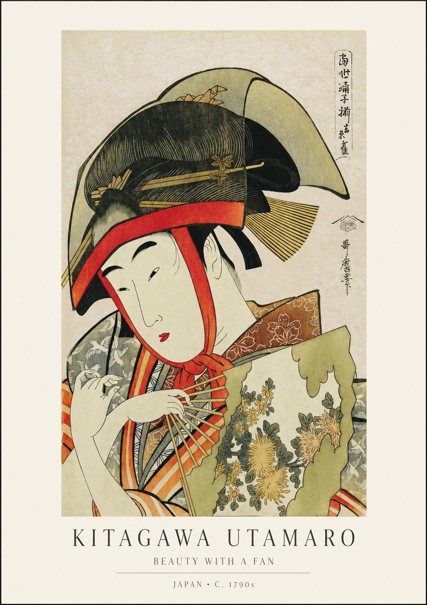 Kitagawa Utamaro Beauty with a Fan I No1 - Plakát