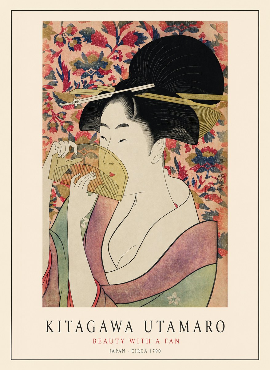 Kitagawa Utamaro Beauty with a Fan II No1 - Plakát