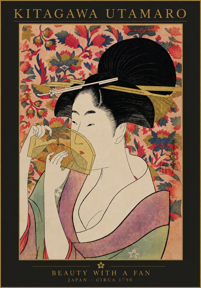 Kitagawa Utamaro Beauty with a Fan II No4 - Plakát
