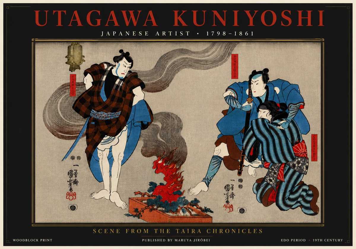 Utagawa Kuniyoshi Scene from the Taira Chronicles No4 - Plakát