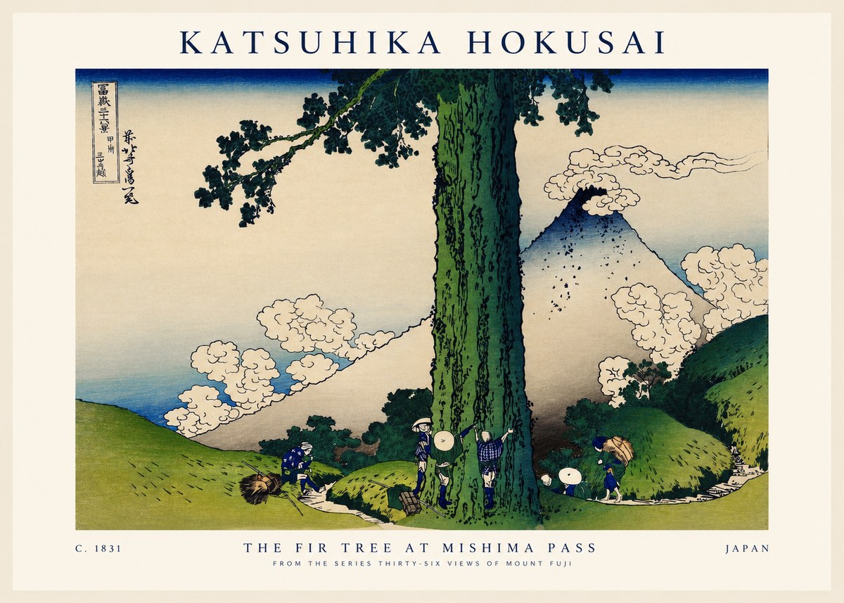 Katsushika Hokusai The Fir Tree at Mishima Pass No1 - Plakát