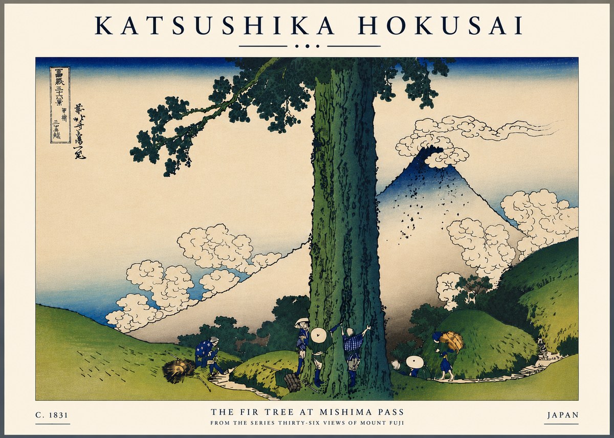 Katsushika Hokusai The Fir Tree at Mishima Pass No7 - Plakát