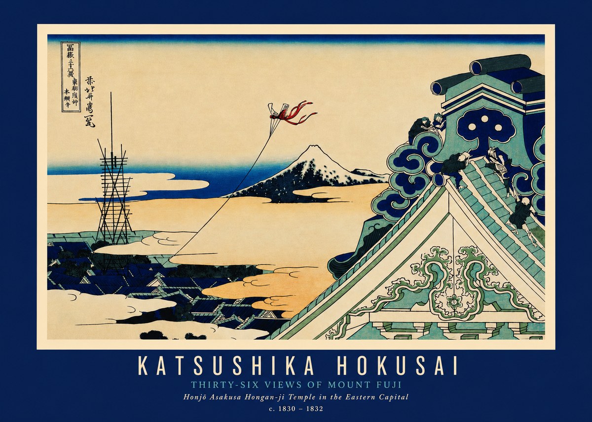 Katsushika Hokusai Honjo Asakusa Hongan-ji Temple in the Eastern Capital No3 - Plakát