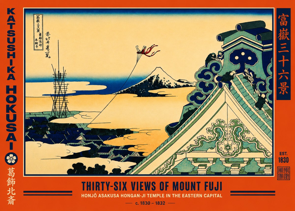 Katsushika Hokusai Honjo Asakusa Hongan-ji Temple in the Eastern Capital No4 - Plakát