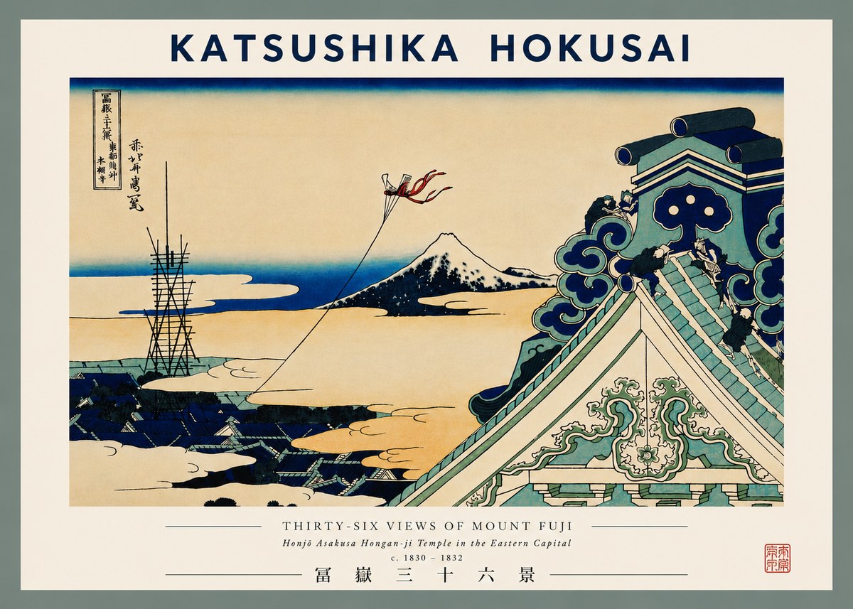Katsushika Hokusai Honjo Asakusa Hongan-ji Temple in the Eastern Capital No8 - Plakát