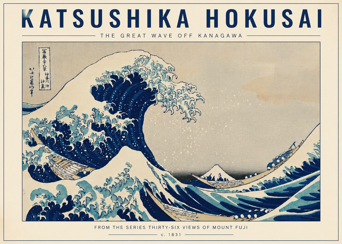Katsushika Hokusai The Great Wave off Kanagawa I No5 - Plakát