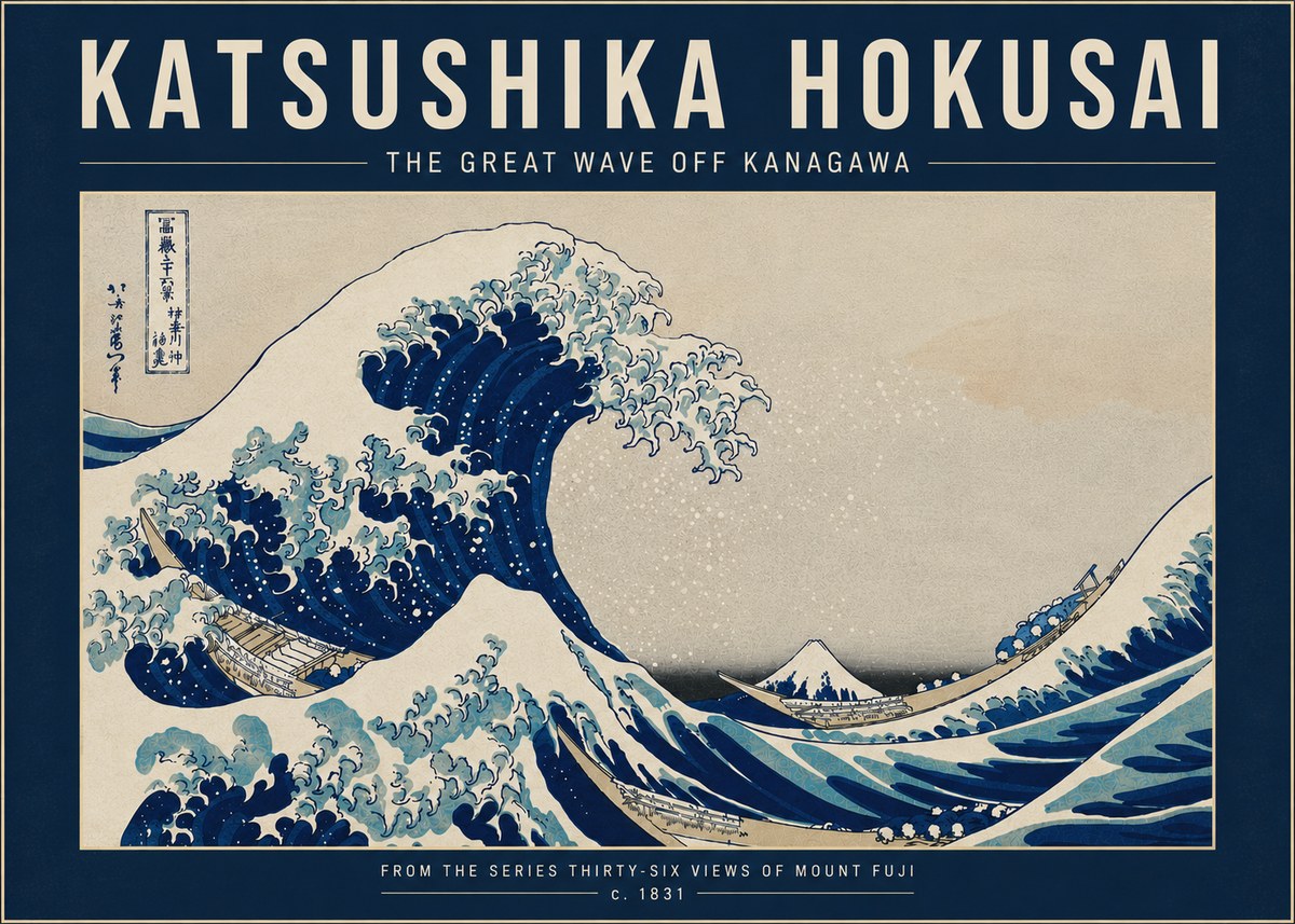 Katsushika Hokusai The Great Wave off Kanagawa I No6 - Plakát
