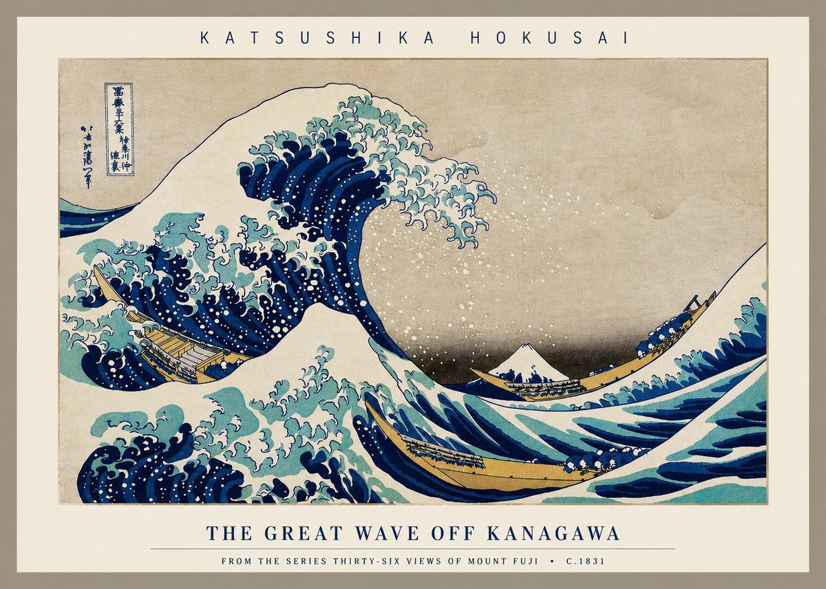 Katsushika Hokusai The Great Wave off Kanagawa II No3 - Plakát