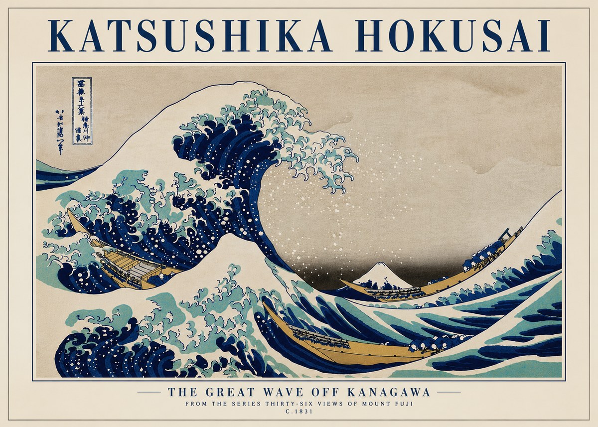 Katsushika Hokusai The Great Wave off Kanagawa II No7 - Plakát