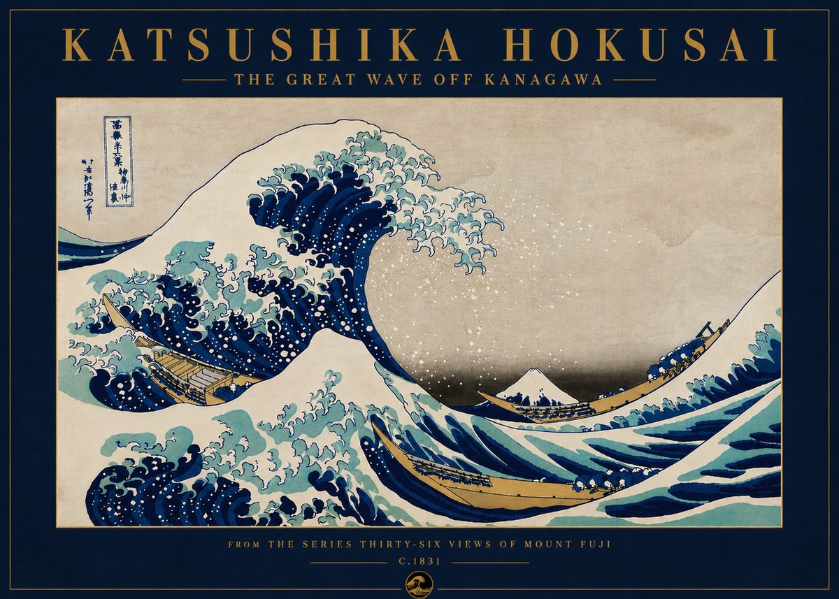 Katsushika Hokusai The Great Wave off Kanagawa II No8 - Plakát