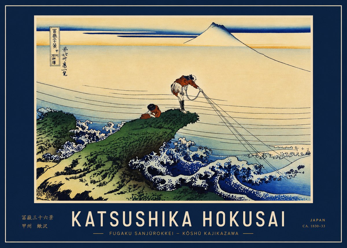 Katsushika Hokusai Fugaku Sanjūrokkei - Kōshū Kajikazawa No3 - Plakát