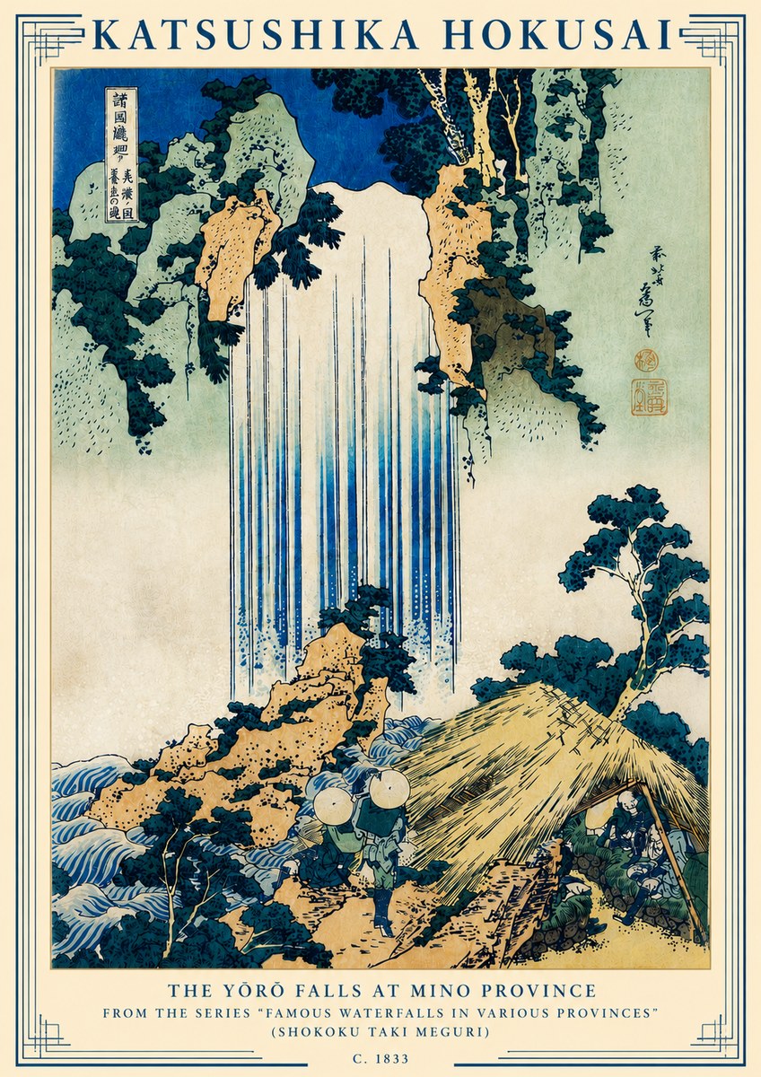 Katsushika Hokusai The Yōrō Falls at Mino Province No3 - Plakát