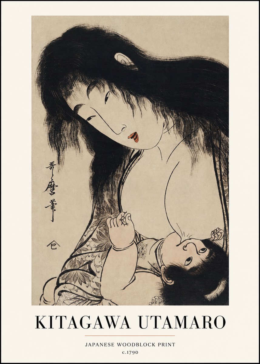 Kitagawa Utamaro Mother Nursing Her Child No1 - Plakát