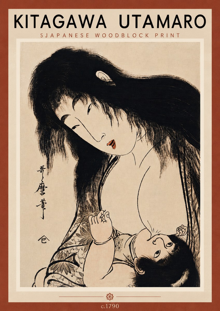 Kitagawa Utamaro Mother Nursing Her Child No6 - Plakát