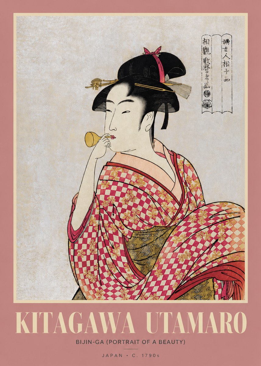Kitagawa Utamaro Bijin-ga (Portrait of a Beauty) No2 - Plakát