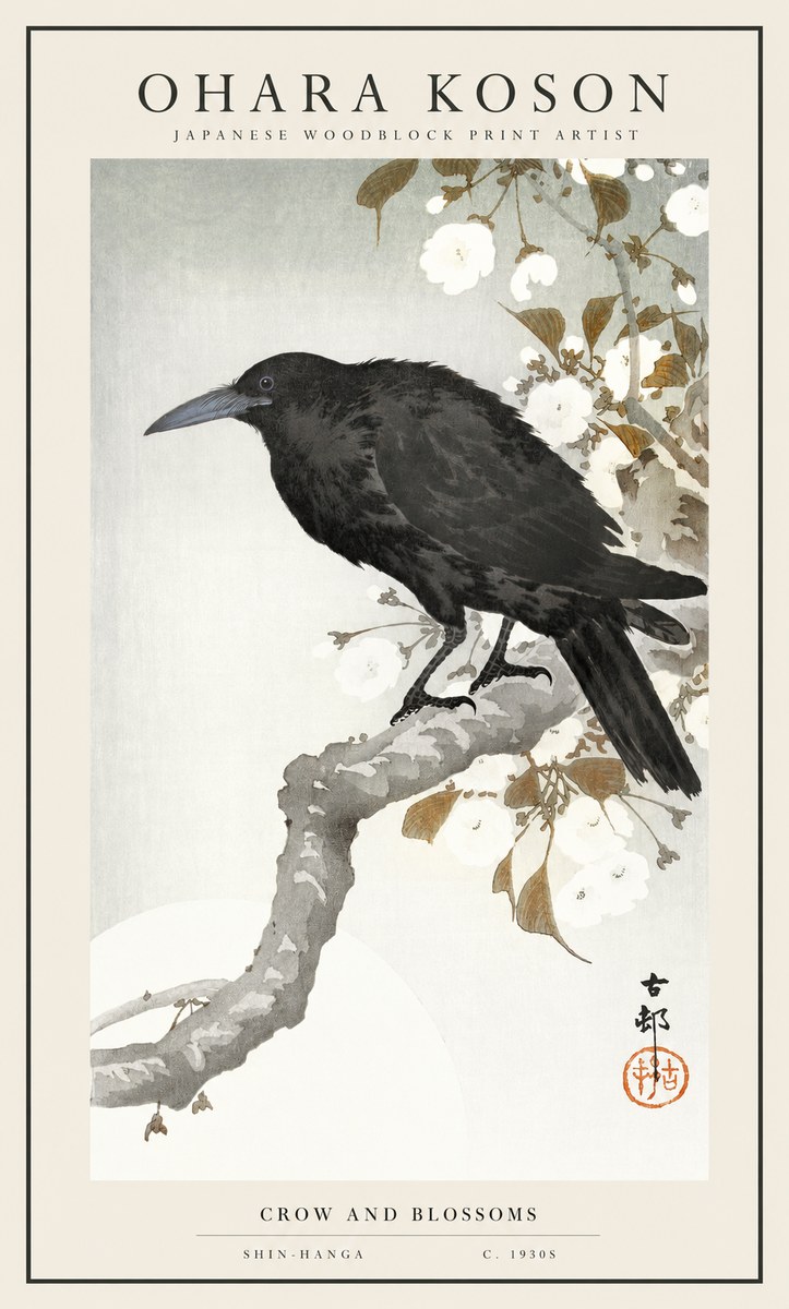 Ohara Koson Crow and Blossoms I No1 - Plakát