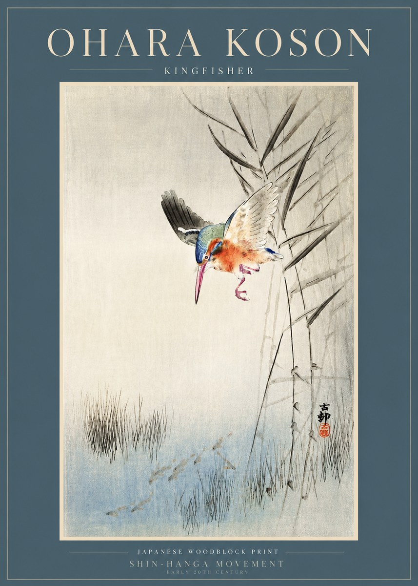 Ohara Koson Kingfisher No3 - Plakát
