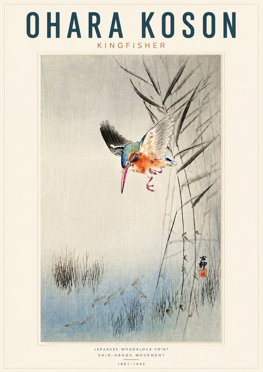 Ohara Koson Kingfisher No4 - Plakát