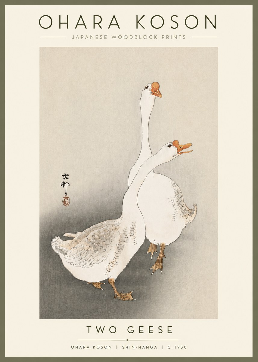 Ohara Koson Two Geese No2 - Plakát
