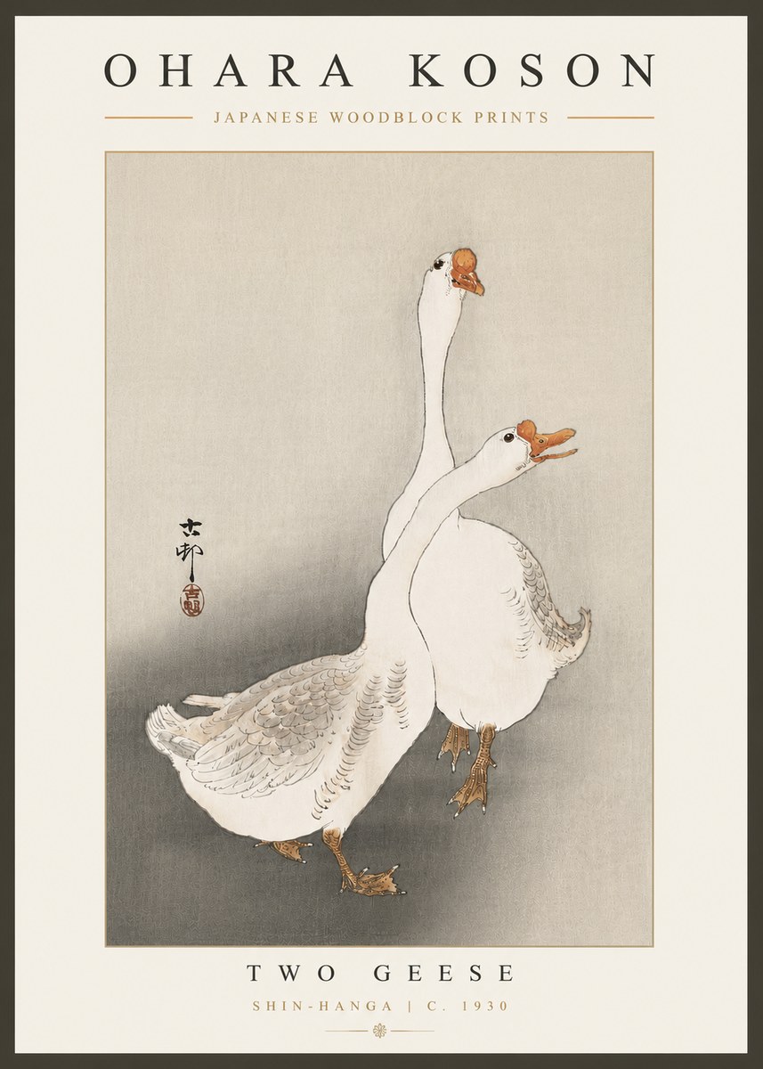 Ohara Koson Two Geese No4 - Plakát