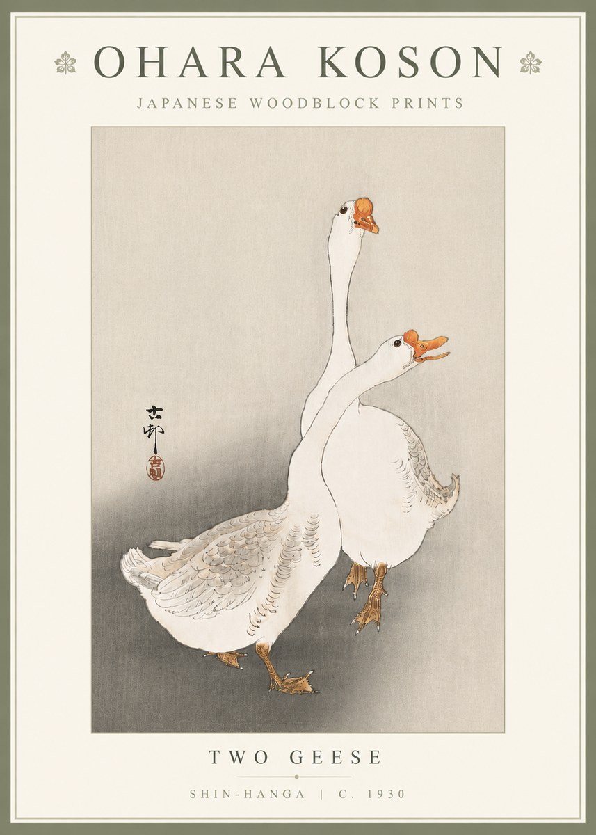 Ohara Koson Two Geese No5 - Plakát