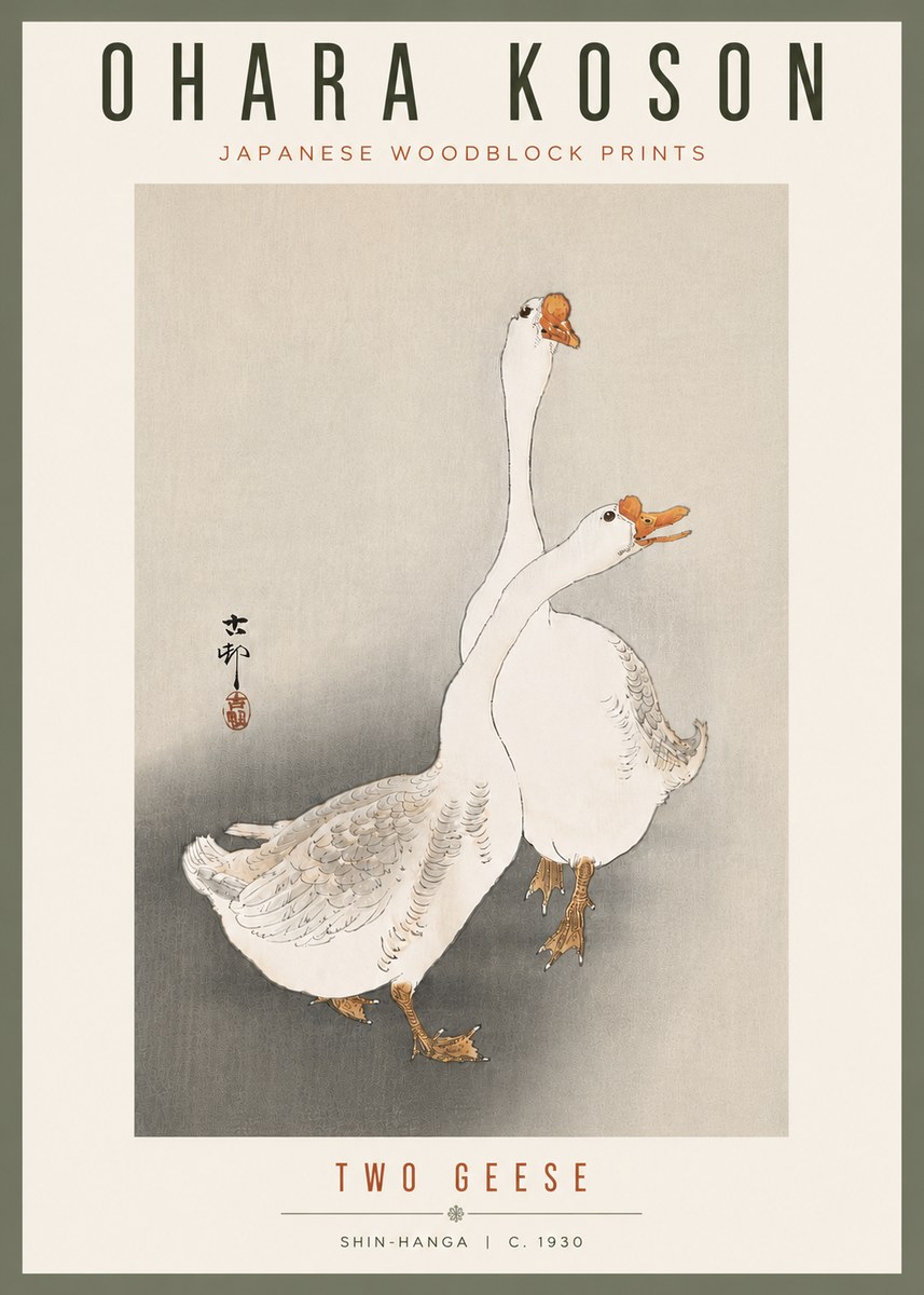 Ohara Koson Two Geese No6 - Plakát