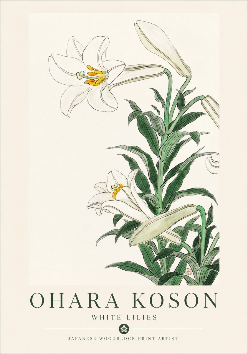 Ohara Koson White Lilies No1 - Plakát